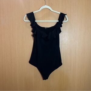 NWOT Express Body Contour Black Ruffle Bodysuit | Size M